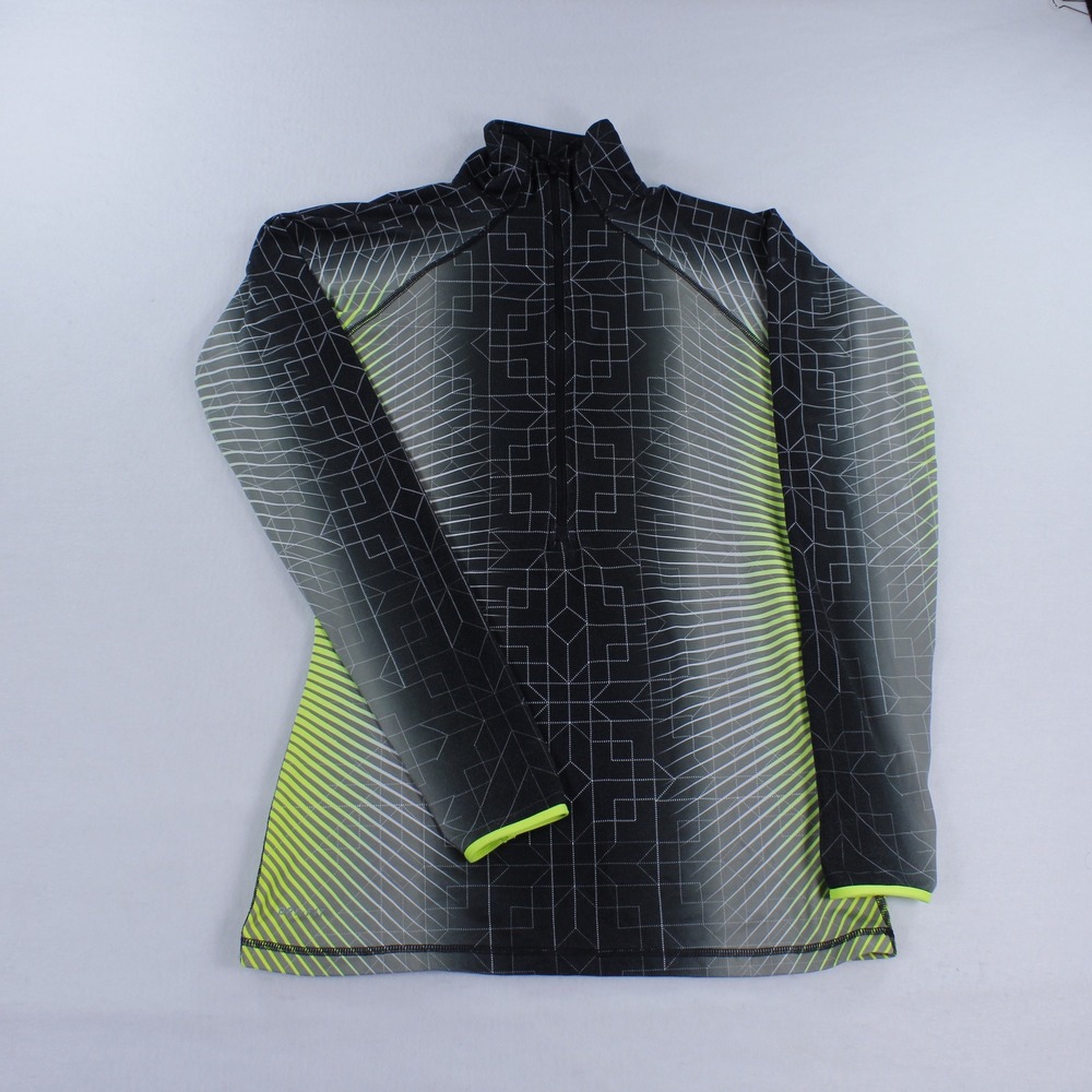 Nike Pro Hyperwarm Women's Size M 1/2 Zip Running Jacket Black Volt Geometric